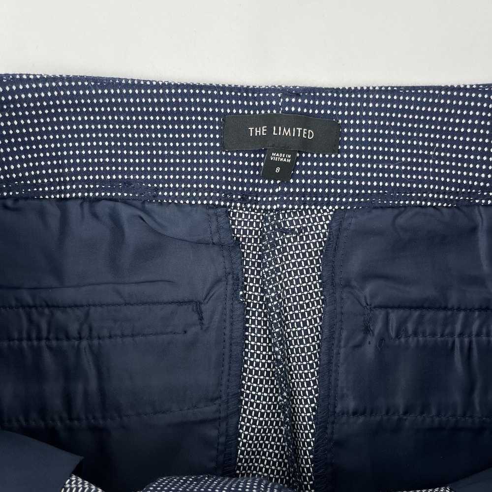 The Limited Chino Golf Shorts Navy Blue White Dots Pockets Button Women's Size 8 - Picture 6 of 13
